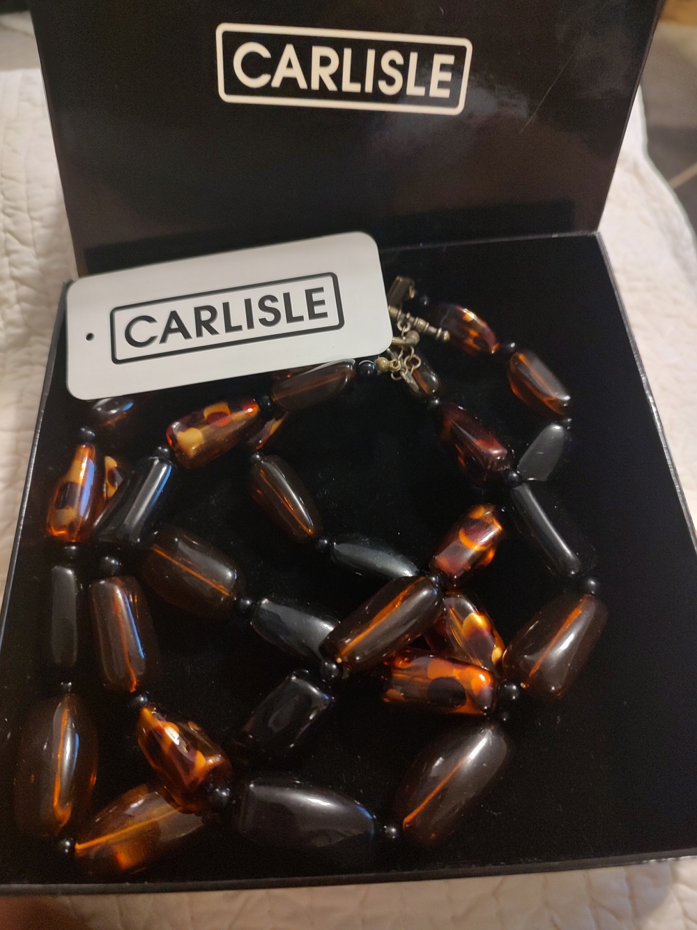 Labor Day Special Carlisle Tortoiseshell-Style Brown Bead Necklace